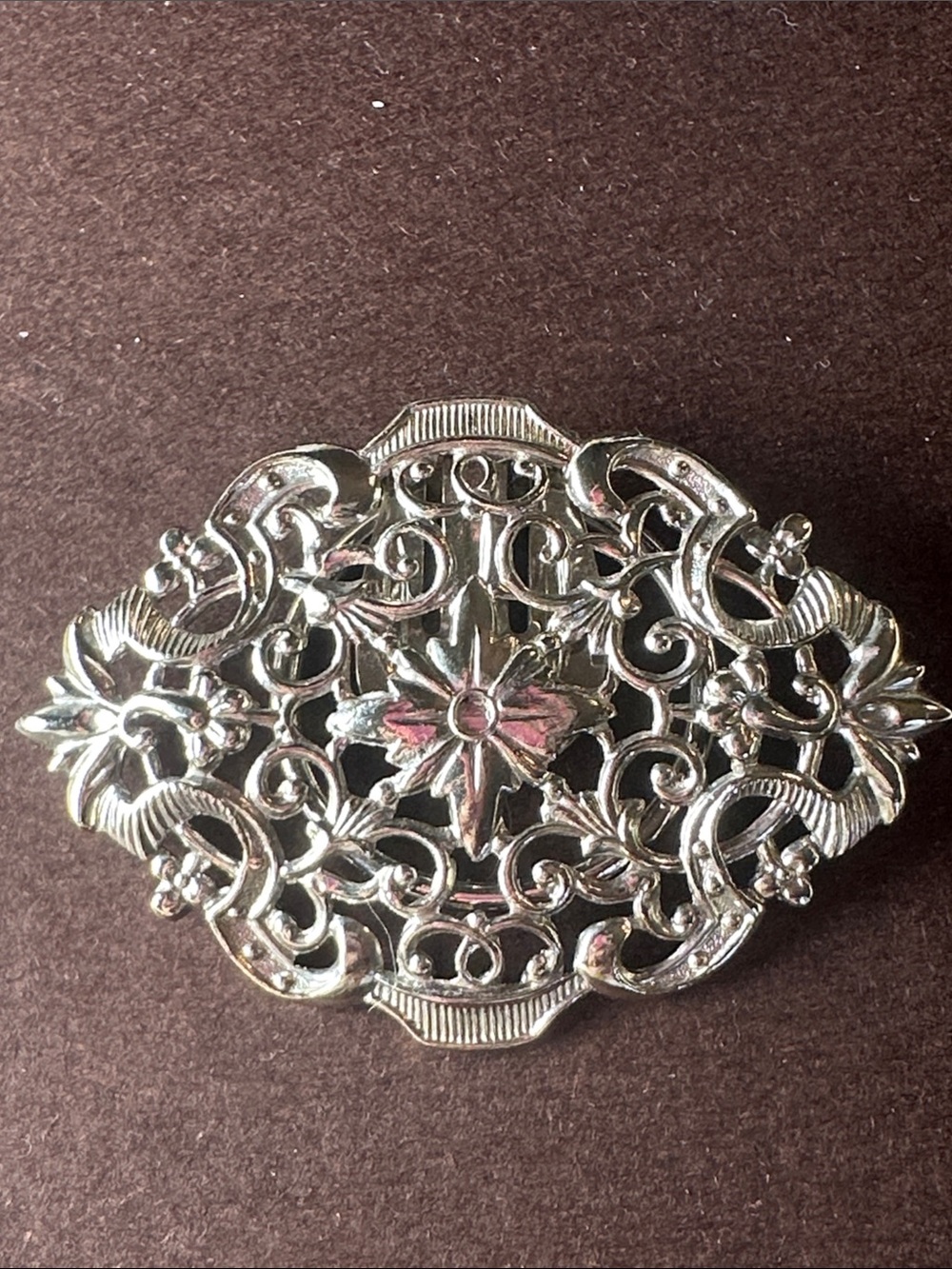 Vintage West Germany Silver Tone Filigree Scarf Clip